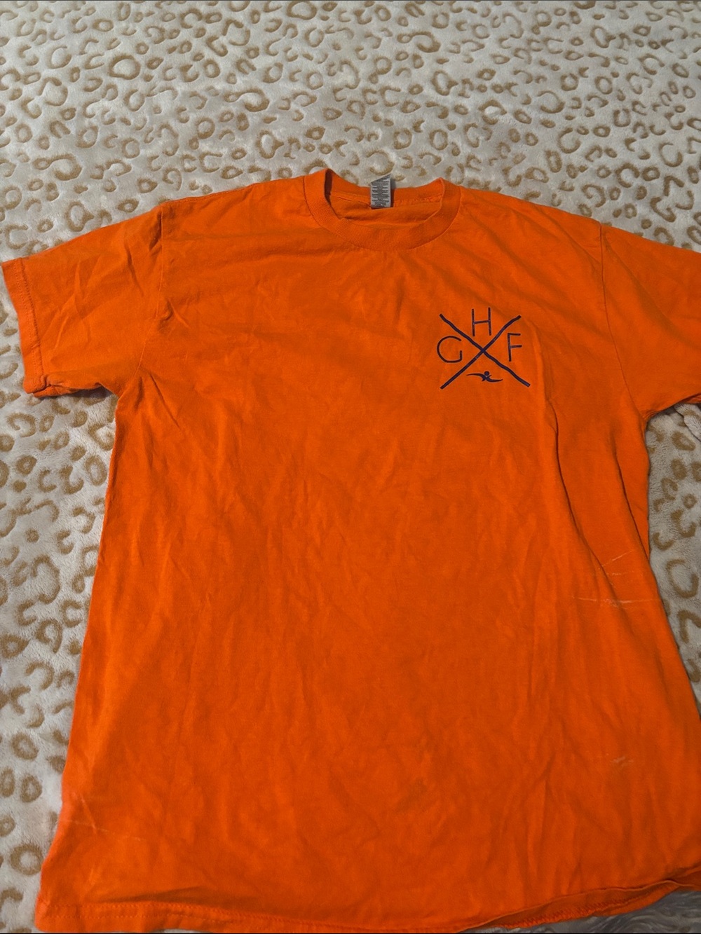 Gildan Bright Orange Short-Sleeve Crewneck Tee with Chest Logo